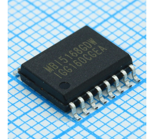 MBI5168GDW-A, Драйвер Led; 8 каналов; Iвых= 5-120mА; 25MHz; PWM; PrecisionDrive; Uп=5v MBI5168GDW-A, Драйвер Led; 8 каналов; Iвых= 5-120mА; 25MHz; PWM; PrecisionDrive; Uп=5v