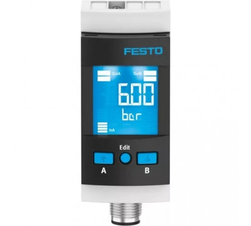 Датчик давления Festo SPAU-P10R-MS4-F-L-PNLK-PNVBA-M8D Датчик давления Festo SPAU-P10R-MS4-F-L-PNLK-PNVBA-M8D