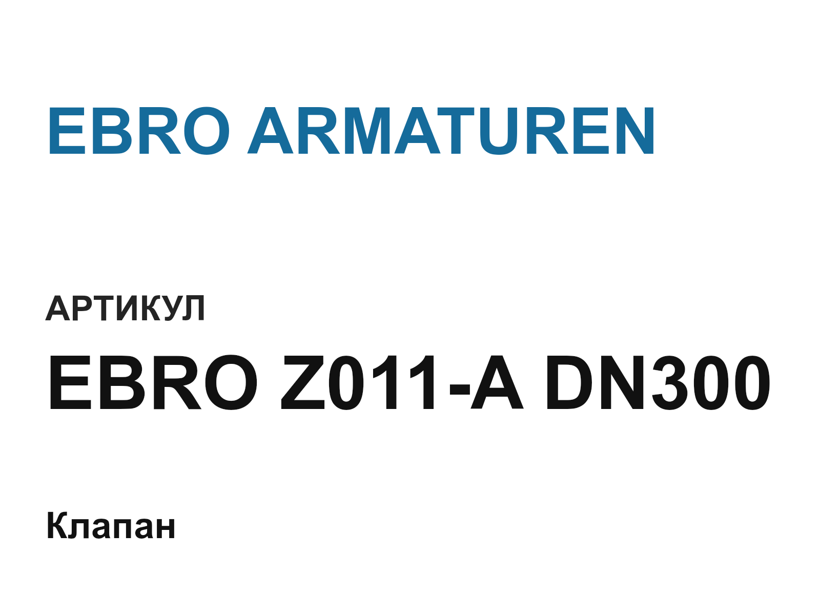 EBRO ARMATUREN EBRO-Z011-A-DN300 (EBROZ011ADN300)