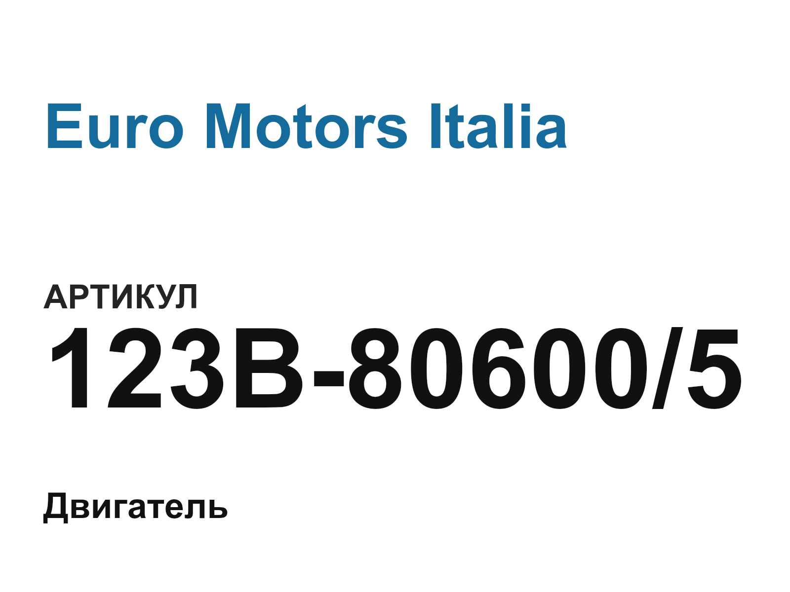Euro Motors Italia 123B-80600-5 (123B806005)