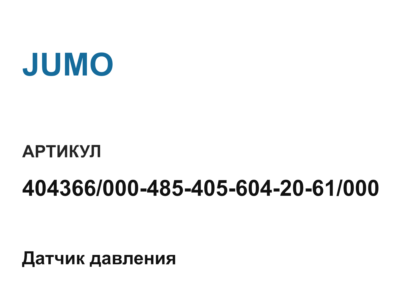 JUMO 404366-000-485-405-604-20-61-000 (4043660004854056042061000)