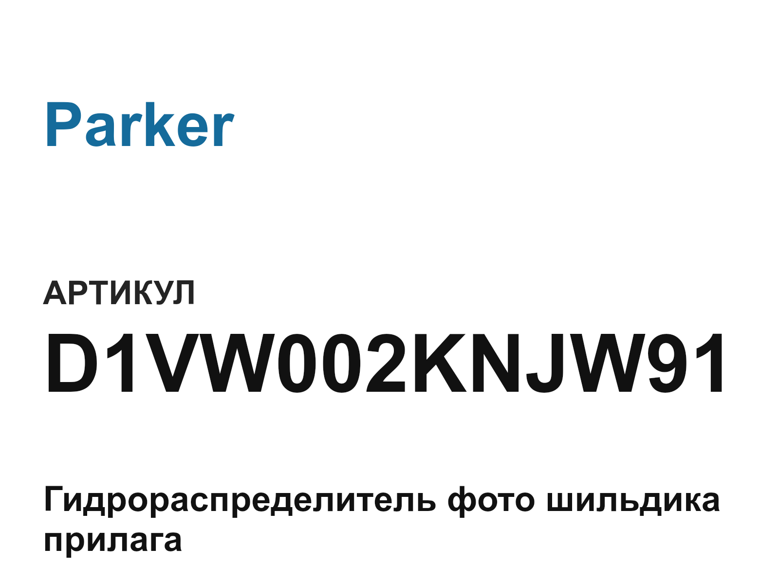 Parker D1VW002KNJW91 (D1VW002KNJW91)